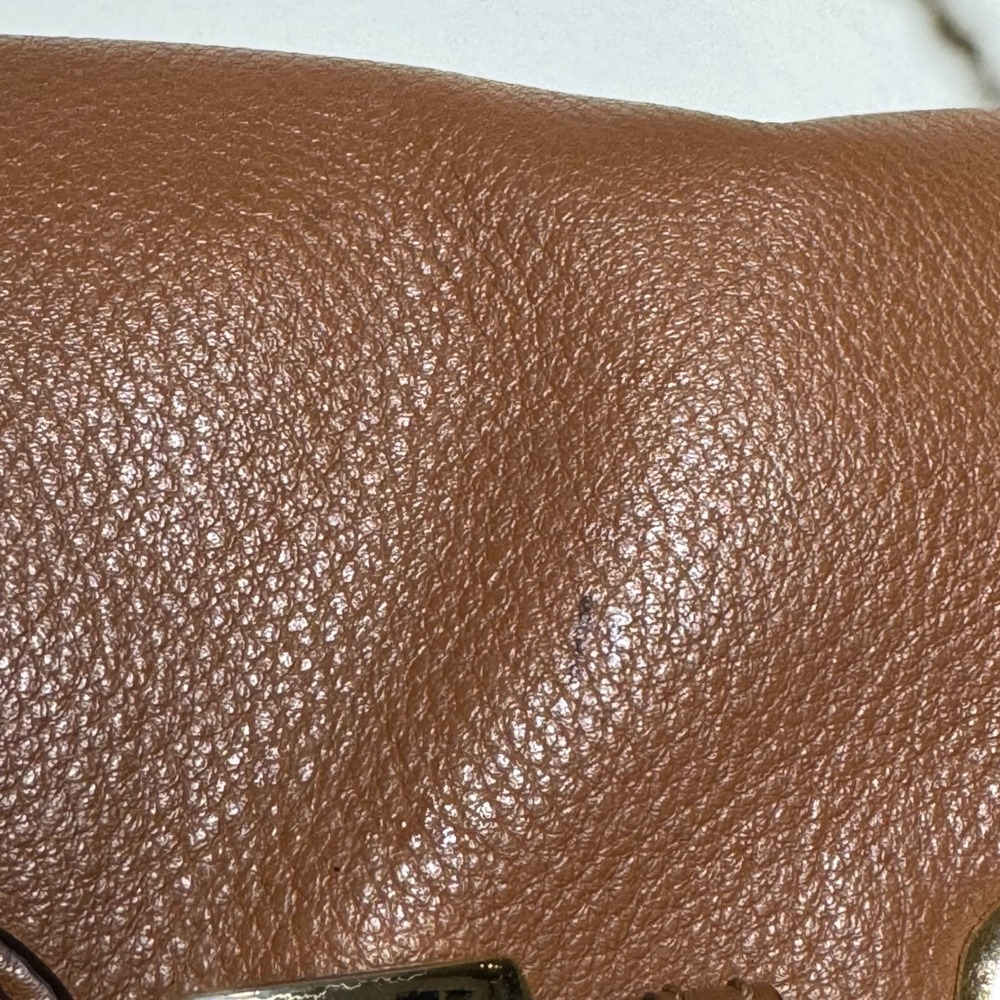 Michael Kors Hamilton Whipped Pebbled Leather Shoulder Bag Clutch Luggage Brown - Picture 5 of 9